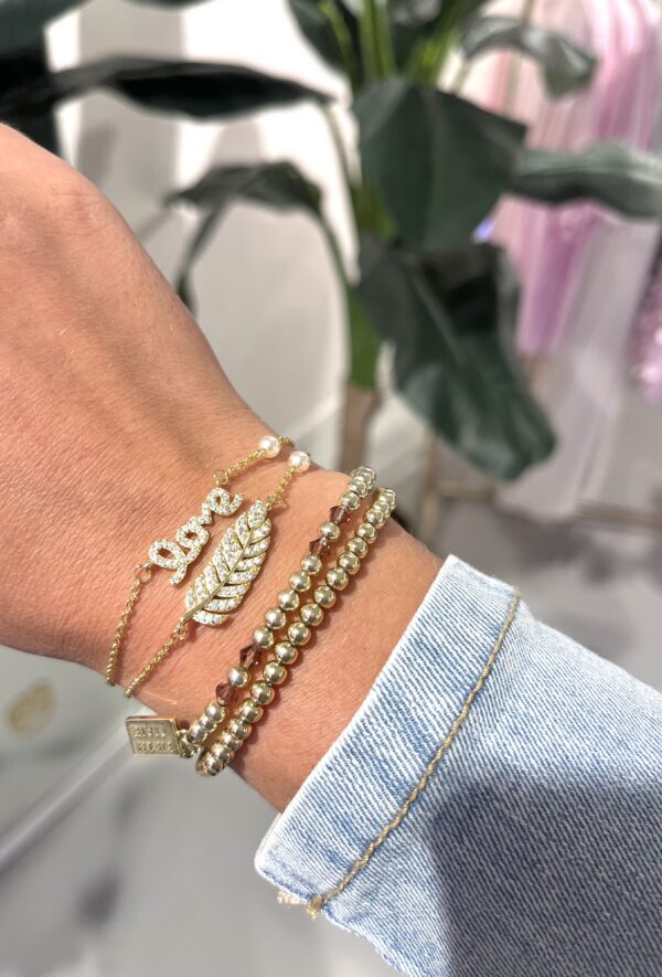 Subtiele Zircon Love Armband met Parel - Afbeelding 3