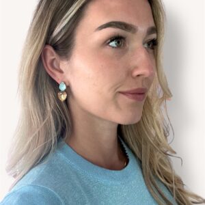 Oorbel Stone – Lichtblauw & Goudkleurig