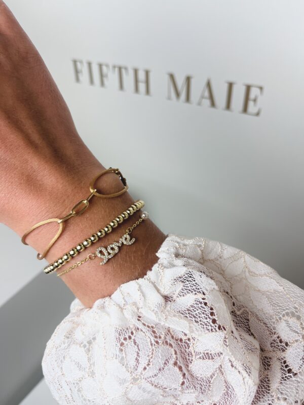 Subtiele Zircon Love Armband met Parel - Afbeelding 2