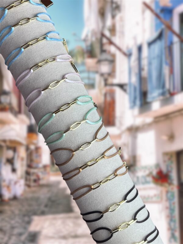 Satijnen Paperclip Armband