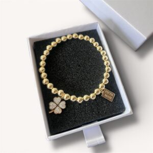 6 mm Armband met klaver vier bedel